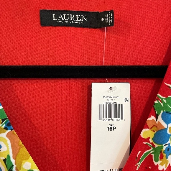 Lauren Ralph Lauren Women’s Midi Faux Wrap Dress Size 16 Red Floral Contemporary - Picture 11 of 16